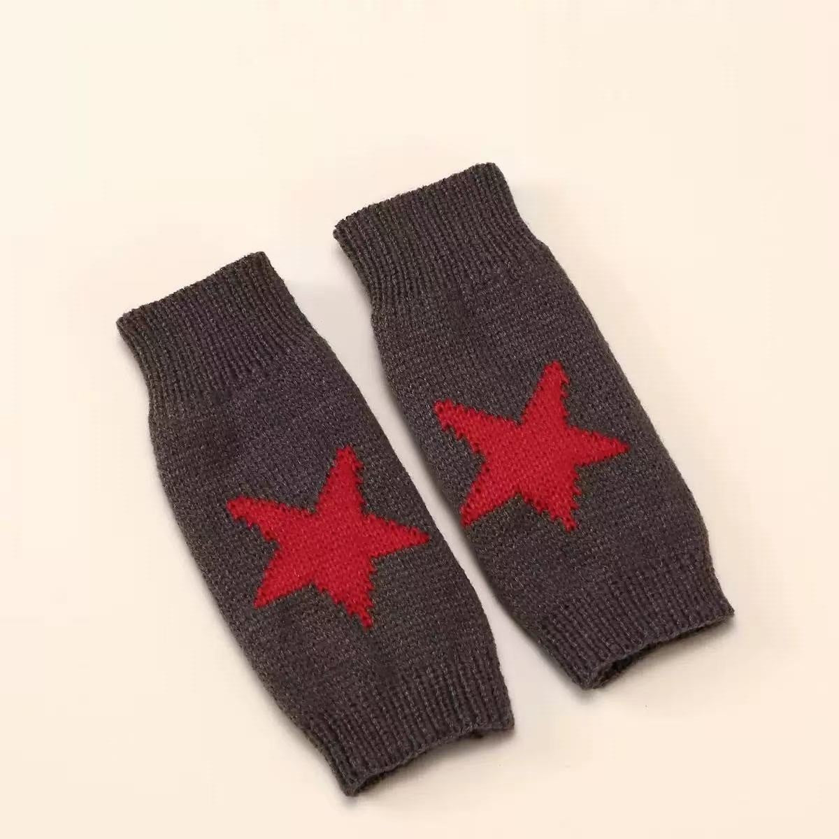 Vintage Star Jacquard Fingerless Thicken Gloves 6W6GLO80