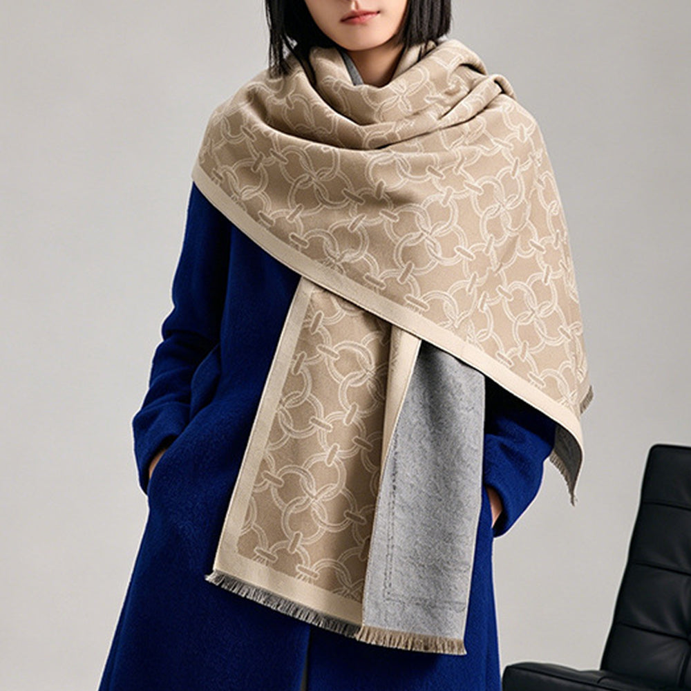 Reversible Jacquard Shawl Wrap - DippedShop Wholesale - #0915