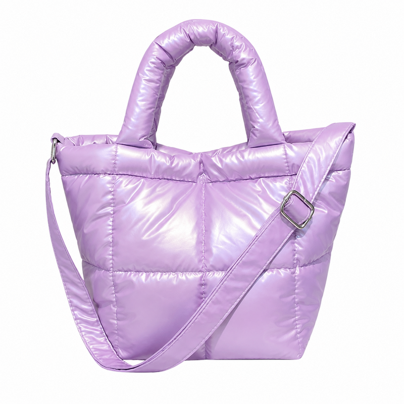 Shiny Solid Color Puffer Crossbody Bag 6W10BBG1806
