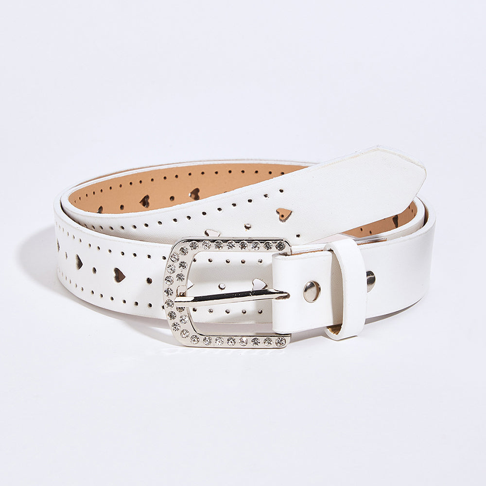 Fashion Hollow Out Heart Rhinestone Buckle Belt 6W6JBT226