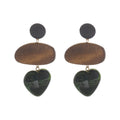 Wooden Heart Drop Earrings - DippedShop Wholesale - #3507