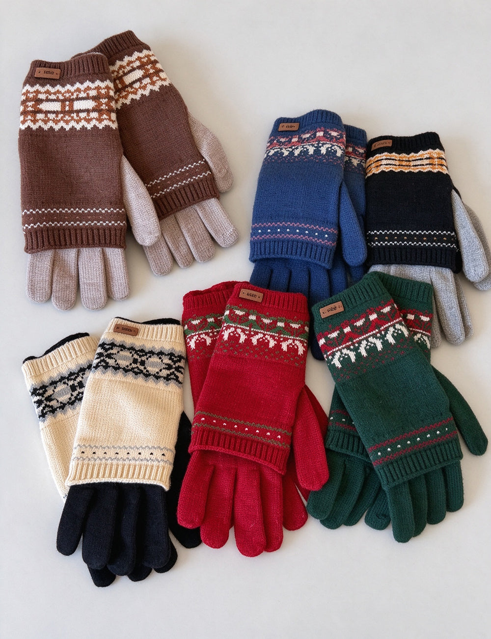 Fair Isle Touchscreen Knit Gloves - DippedShop Wholesale - #5443