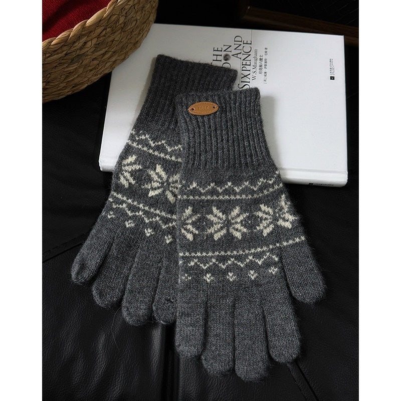 Vintage Snowflake Jacquard Full Finger Gloves 6W6GLO86