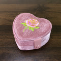 Soft Velvet Floral Embroidery Heart Jewelry Case 6H13HSJ157