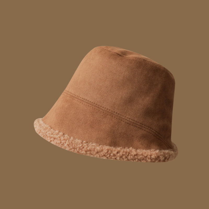 Trendy Reversible Faux Fur Suede Bucket Hat 6W6HAT537