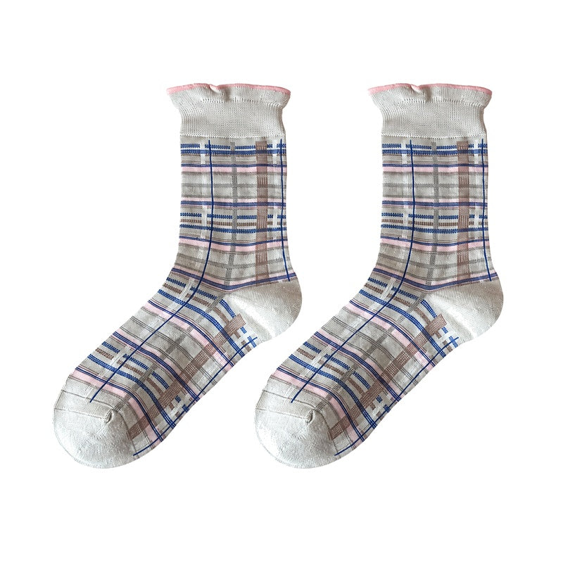 Plaid Striped Slouchy Socks - DippedShop Wholesale - #6611