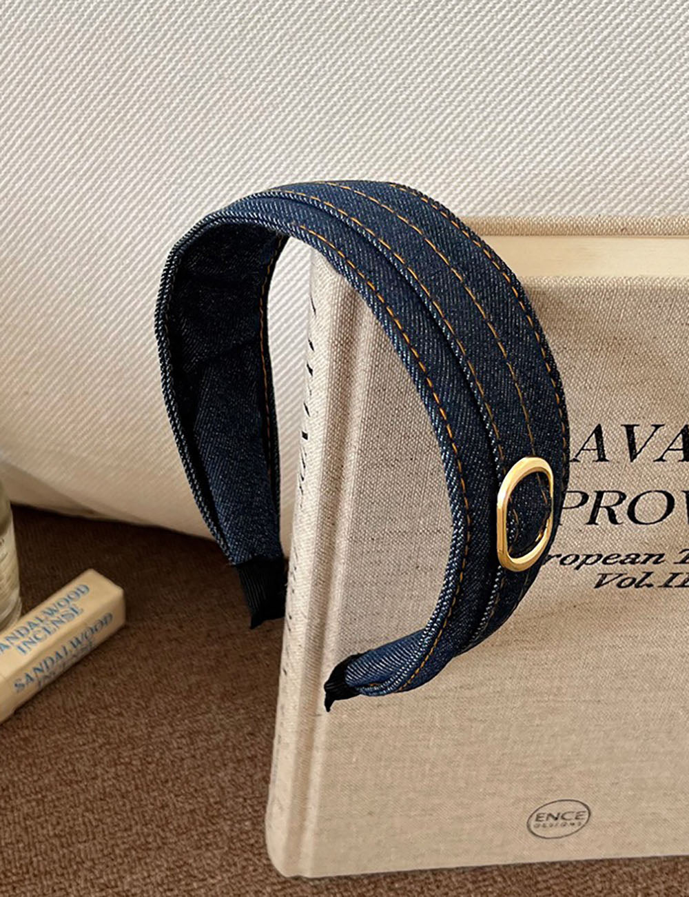 Vintage Metal Buckle Wide Denim Headband 6W6HBD279