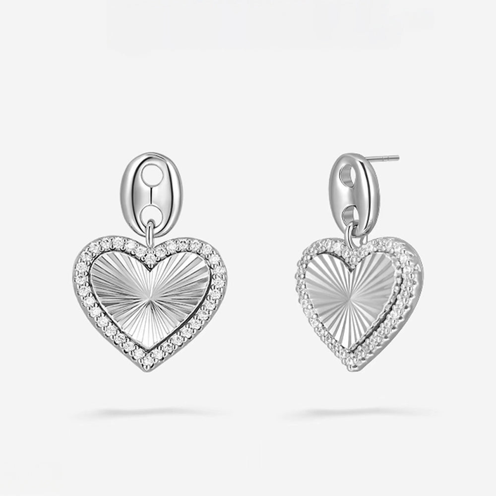 Rhinestone Heart Drop Earrings - DippedShop Wholesale - #1875