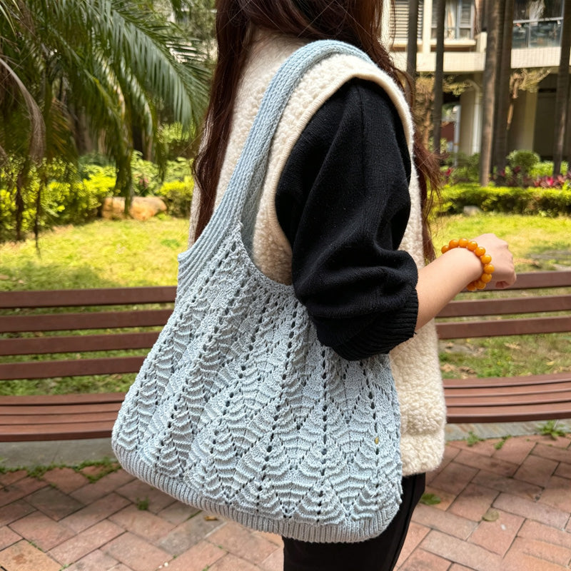 Trendy Solid Color Hand-Crochet Tote Bag 6W10BBG1775