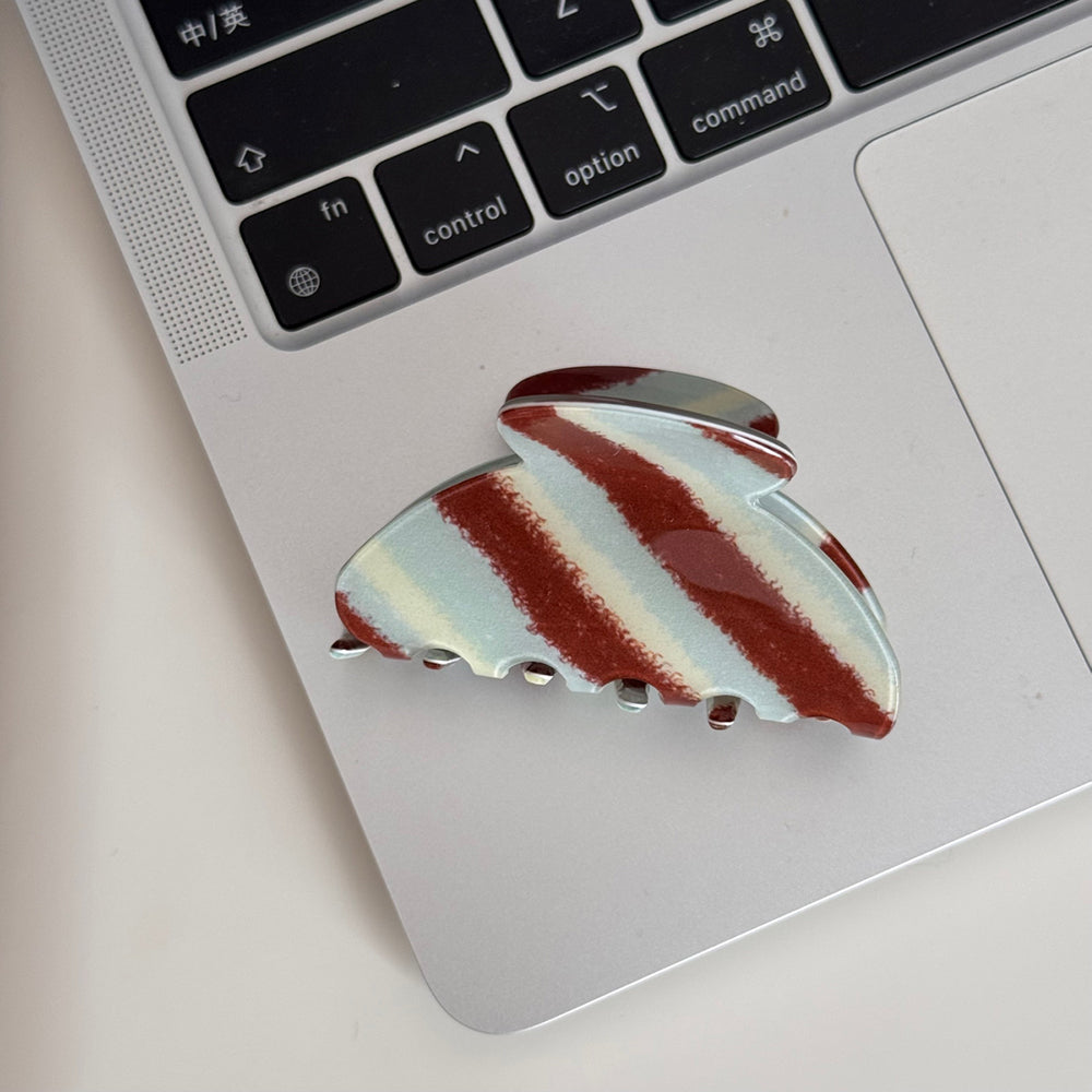 Striped Acetate Hair Claw - DippedShop Wholesale - #0227