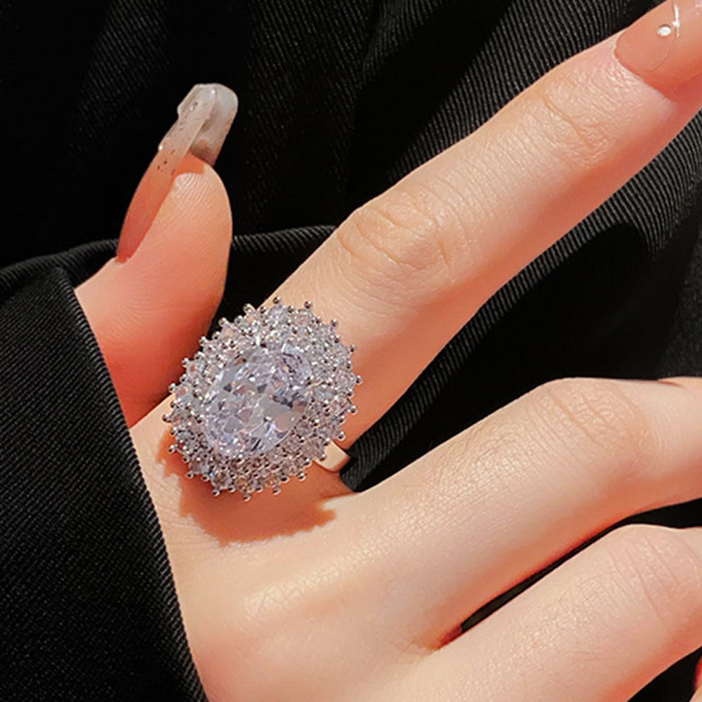Luxury Oval Rhinestone Gold Plated Open Ring 6W6JRG379
