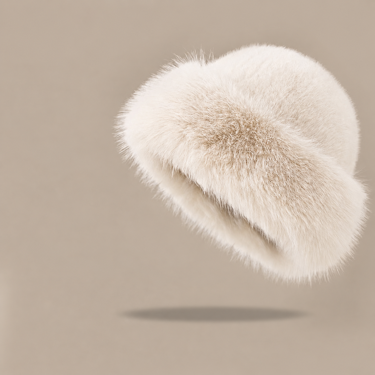 Minimalist Solid Color Faux Fox Fur Bucket Hat 6W6HAT666
