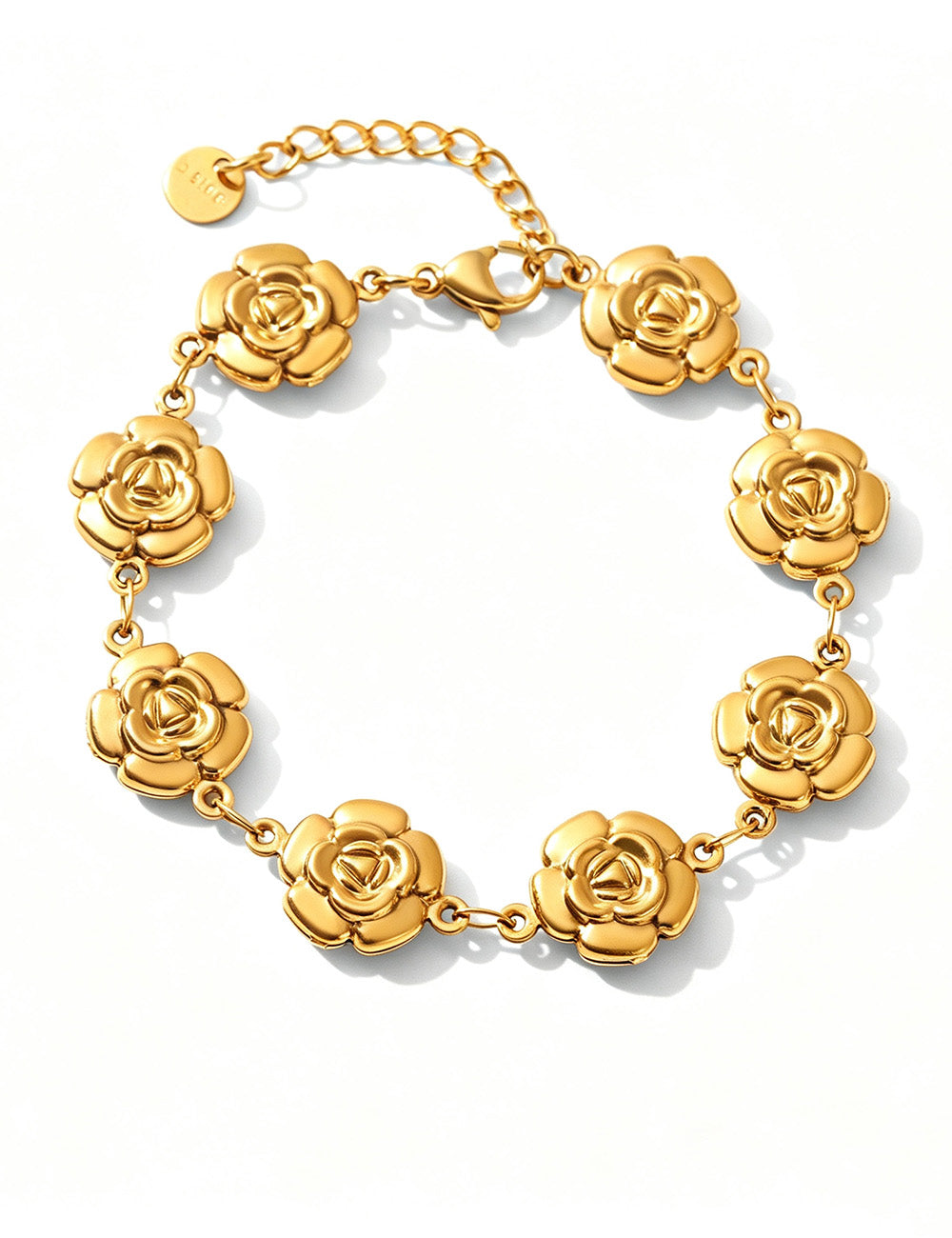 Fashion Gold Plated Rhinestone Flower Chain Bracelet 6W6JBR355