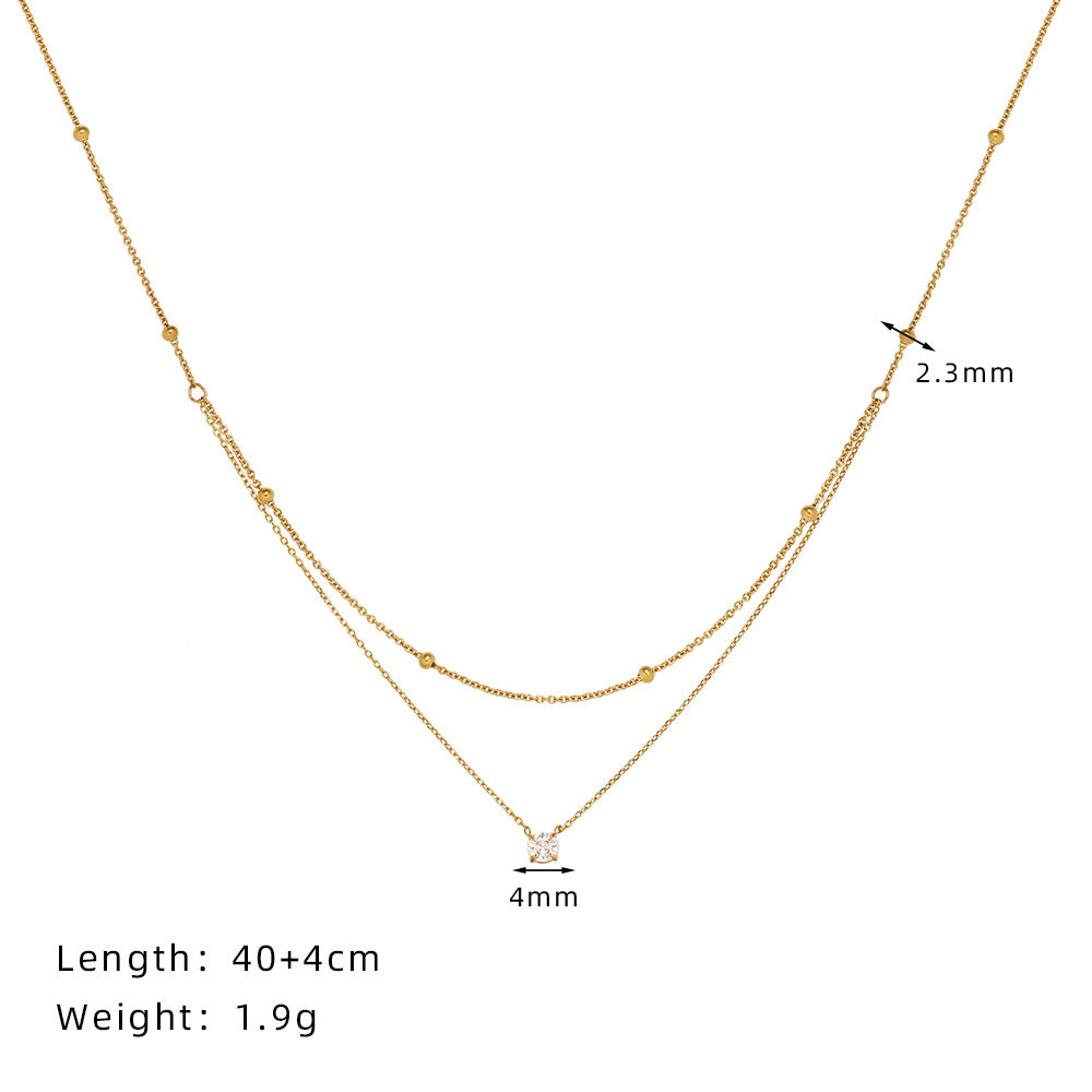 Fashion Double-Layer Rhinestone Choker Necklace 6W6JNC1074
