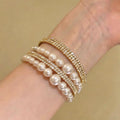 Vinatge Multi-Layer Pearl Rhinestone Bangle Bracelet 6W6JBR588
