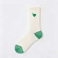 Heart Embroidery Rib Socks - DippedShop Wholesale - #8307