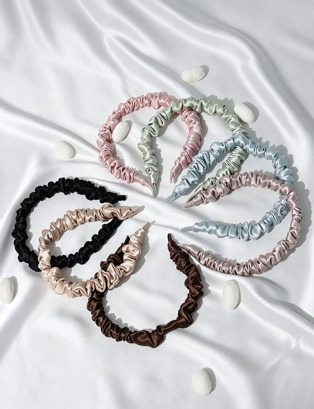 Minimalist Ruched Solid Color Mulberry Silk Headband 6W6HBD372