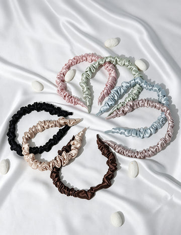 Minimalist Ruched Solid Color Mulberry Silk Headband 6W6HBD372