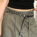Punk Style Double-Layer Hollow Stud Waist Belt 6W6JBT195