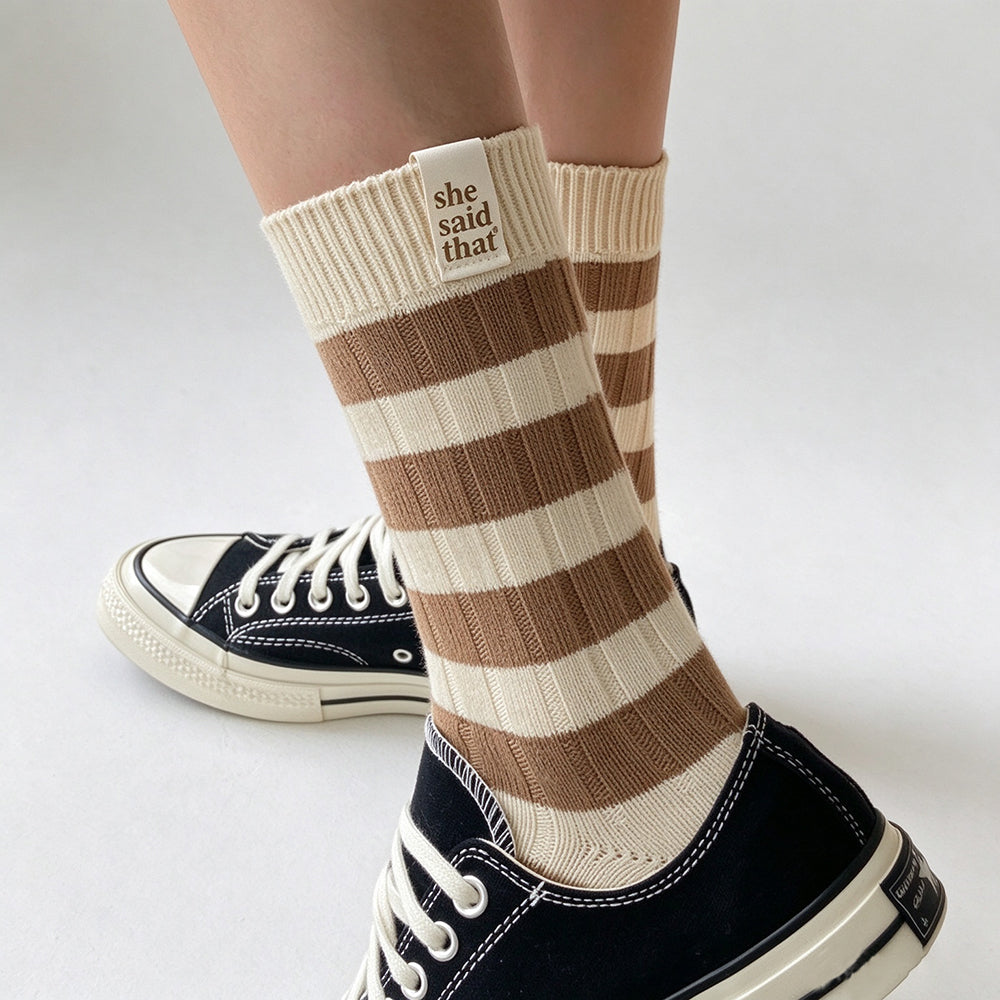 Striped Slouchy Crew Socks - DippedShop Wholesale - #5347