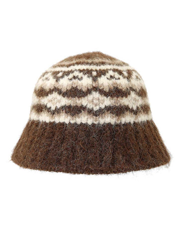 Vintage Fair Isle Jacquard Knit Bucket Hat DP25H717