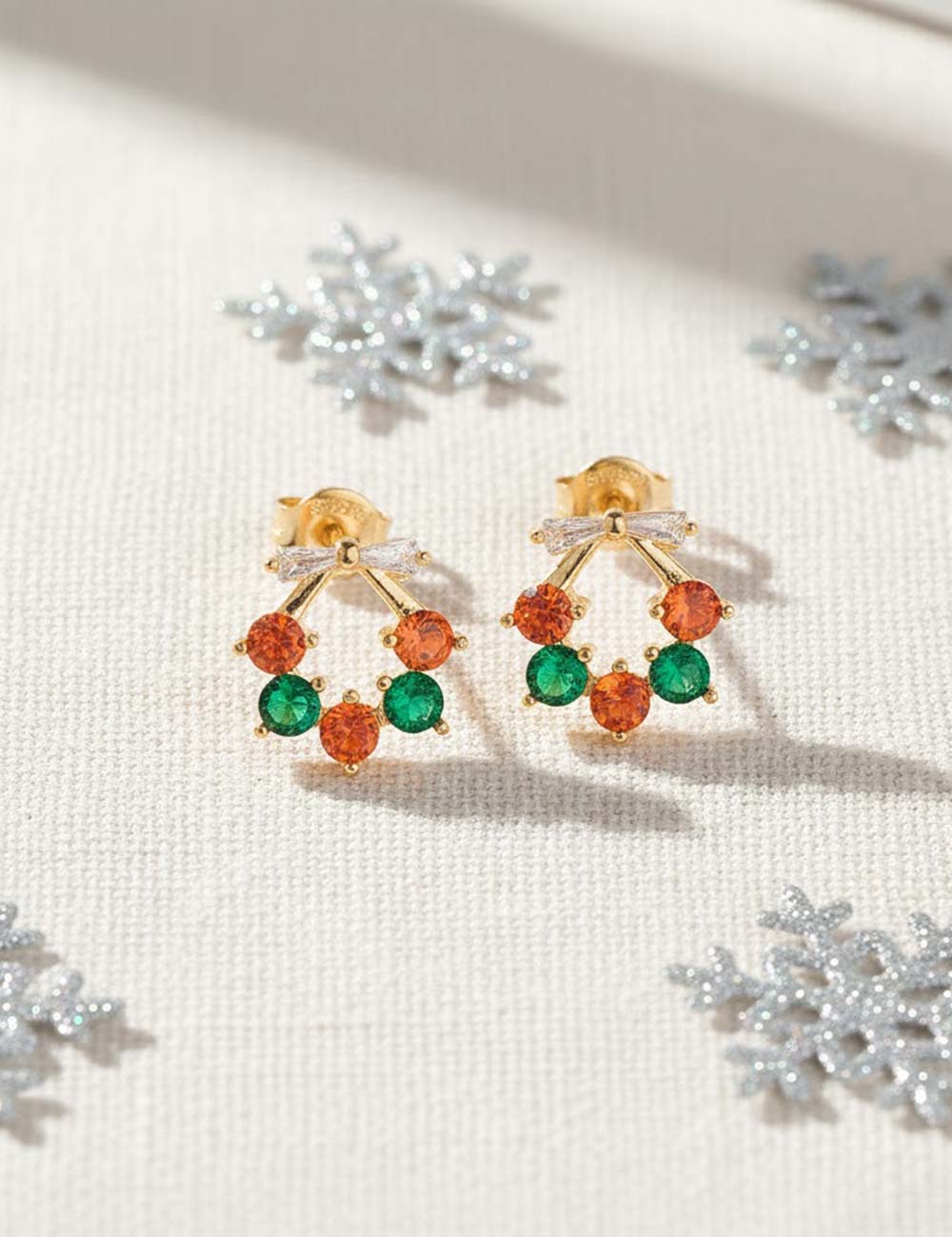 Elegant Christmas Wreath Rhinestone Stud Earrings DP25G797