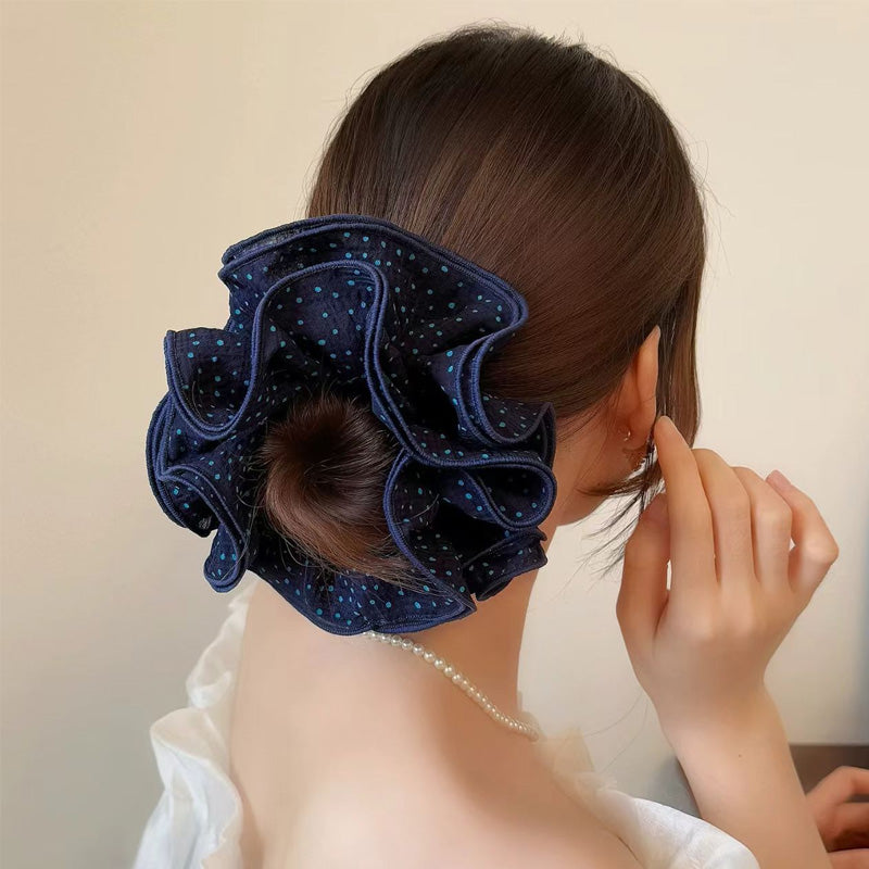Navy Polka Dot Hair Tie - DippedShop Wholesale - #1427