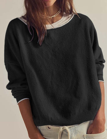 Trendy Crew Neck Long Sleeve Sweater DP25E517