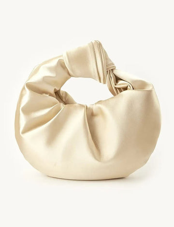 Ruched Satin Knot Handle Evening Handbag DP25F706