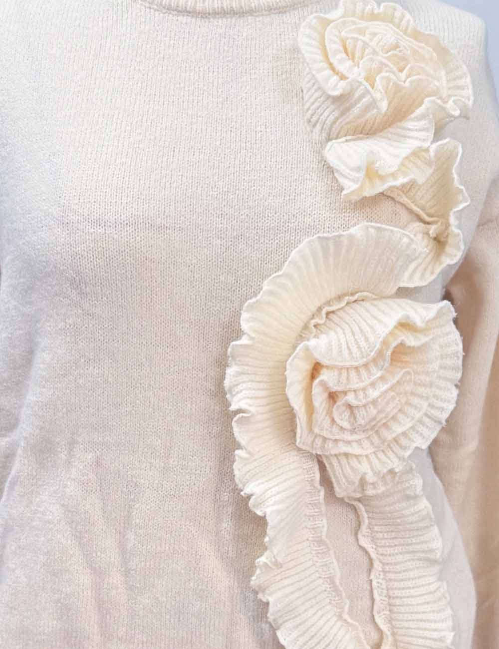 Elegant 3D Floral Round Neck Pullover Sweater DP25G957