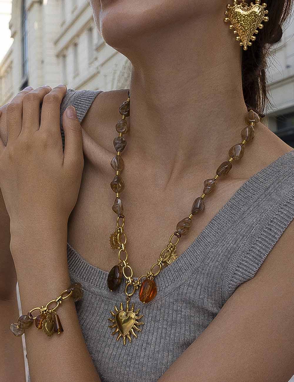 Boho Sacred Heart Beaded Necklace - DippedShop Wholesale - #6915