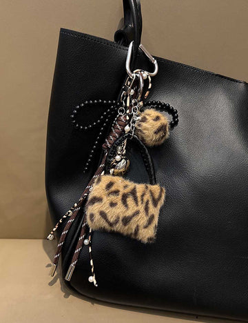 Leopard Print Plush Mini Bag Keychain Bag Charm DP25H623