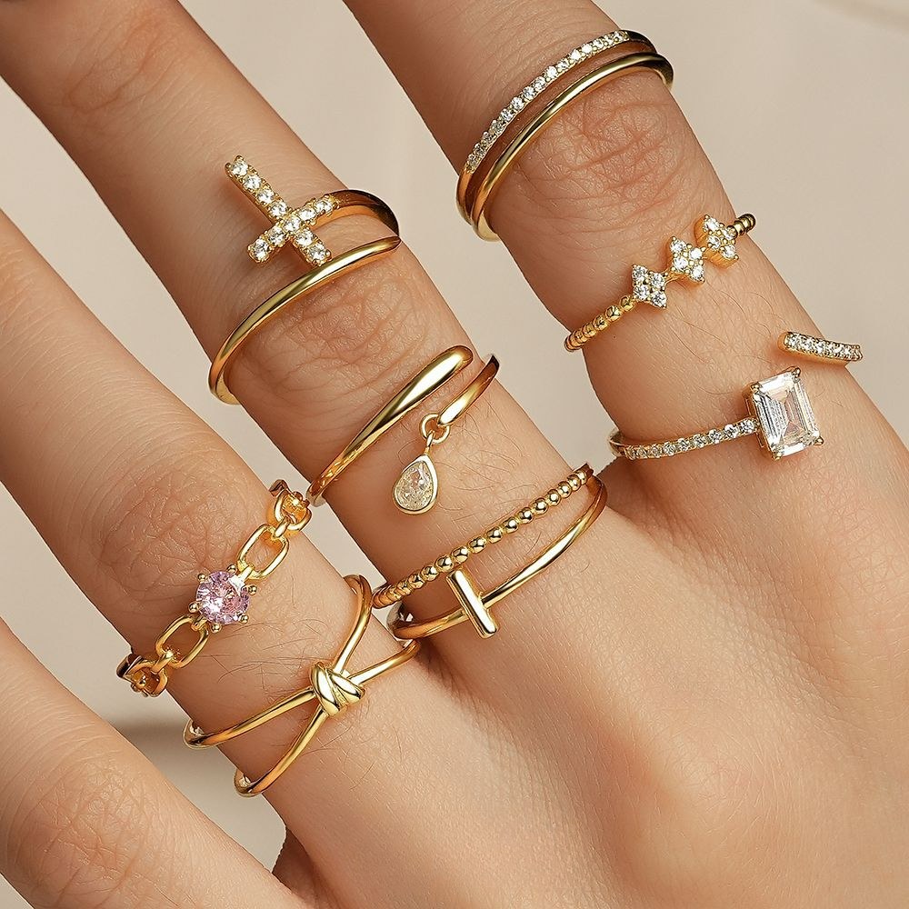 Zircon Cross Simple Adjustable Rings DP25B815