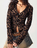 Leopard Print Button Blouse - DippedShop Wholesale - #4899