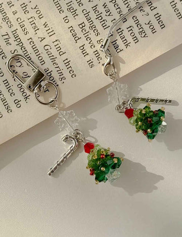 Simple Christmas Tree Pendant Crystal Bag Charm DP25G763