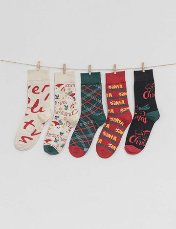 Winter Cute Print Christmas Cotton Crew Socks DP25G753