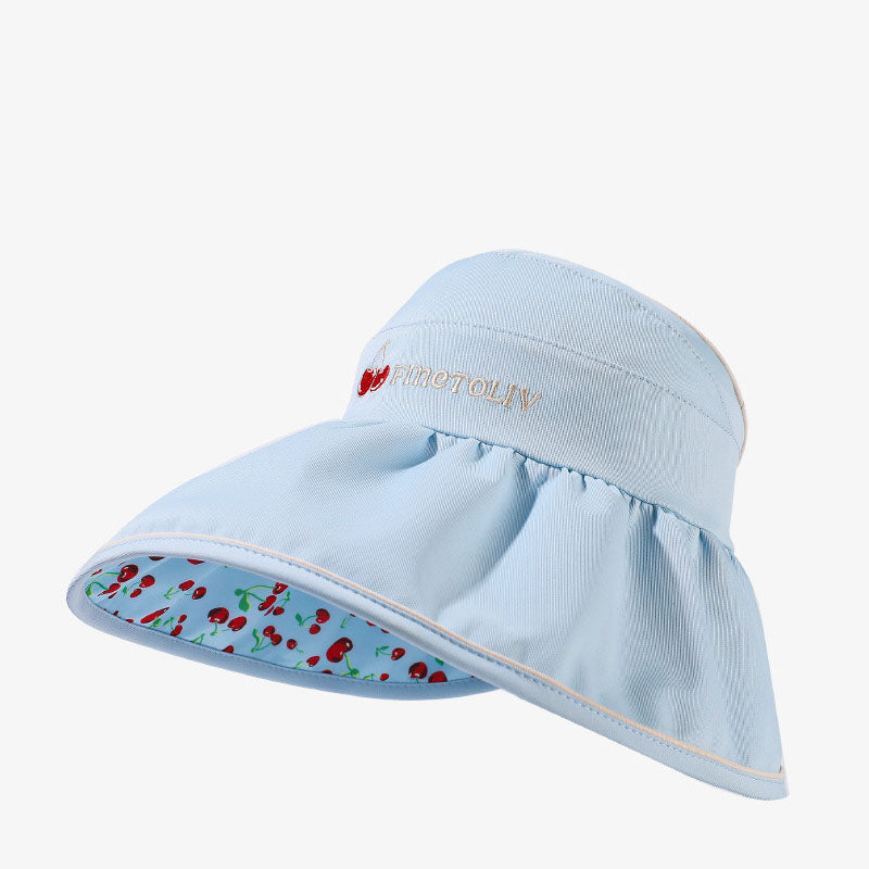 Casual Reversible Embroidery Wide Brim Sun Hat 8BK6HAT168T