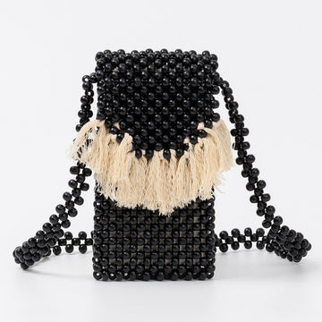 Tassel Hollow Out Beaded Shoulder Bag DP25B737