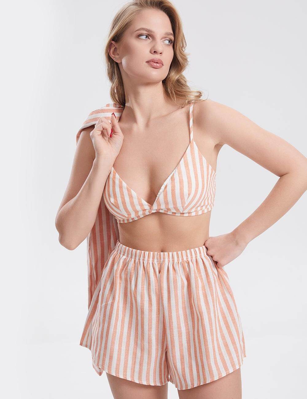 Stripe Shirt Shorts Set - DippedShop Wholesale - #2243