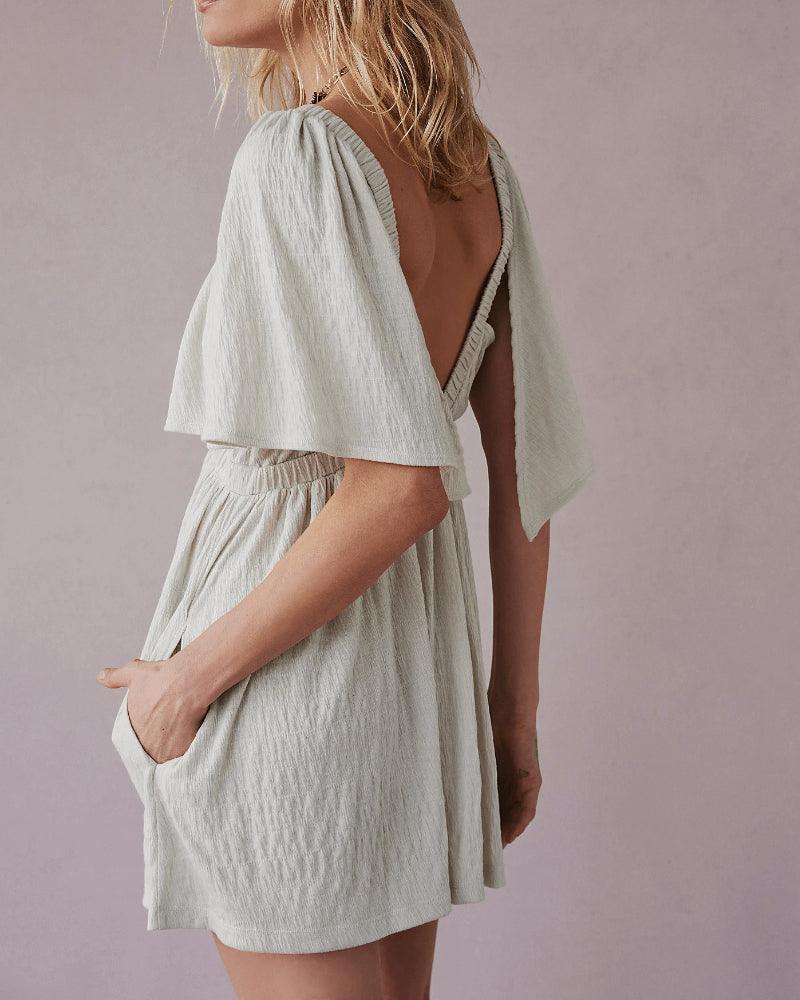 V-Neck Backless Romper - DippedShop Wholesale - #7811