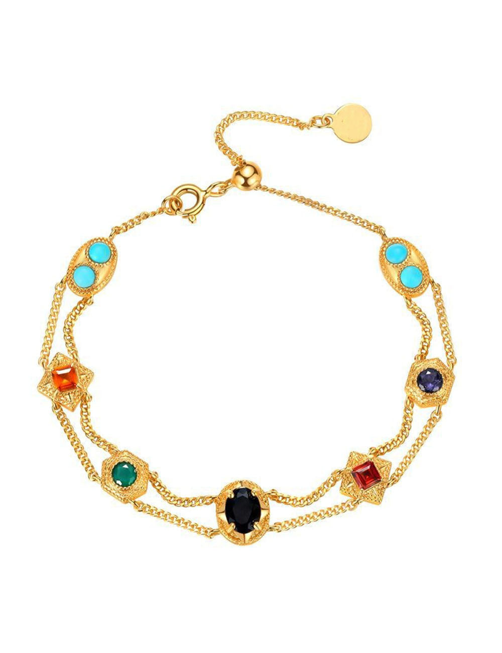 Colorful Zircon Double-Layer Chain Bracelet DP25F810