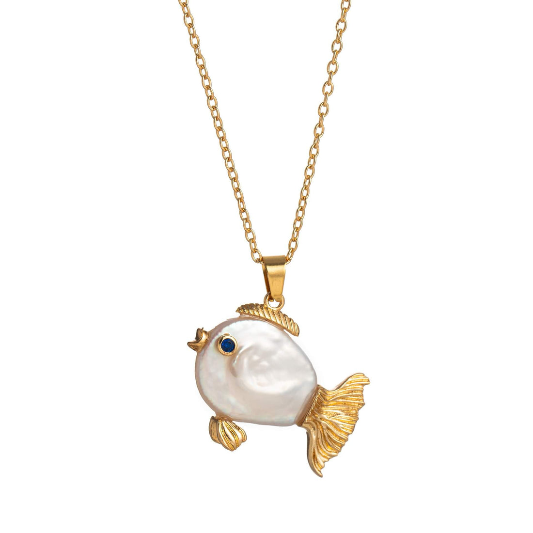 Cute Pearl Small Fish Pendant Necklace DP25B758