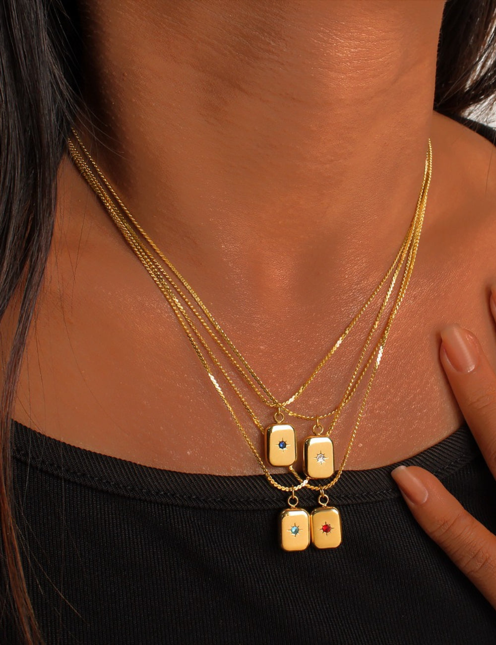 Gold Plated Rhinestone Pendant Necklace - DippedShop Wholesale - #9283