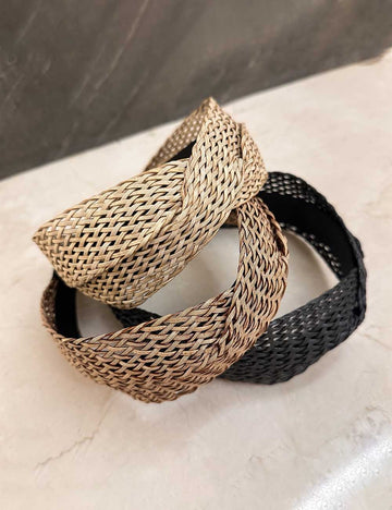Woven Straw Wide Headband - DippedShop Wholesale - #6915