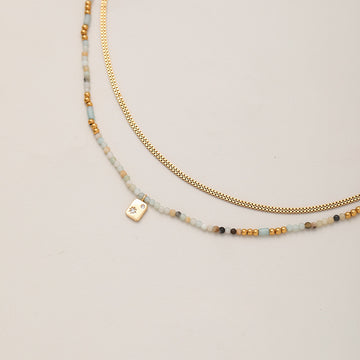 Simple Zircon Layered Beaded Necklaces DPJN1913