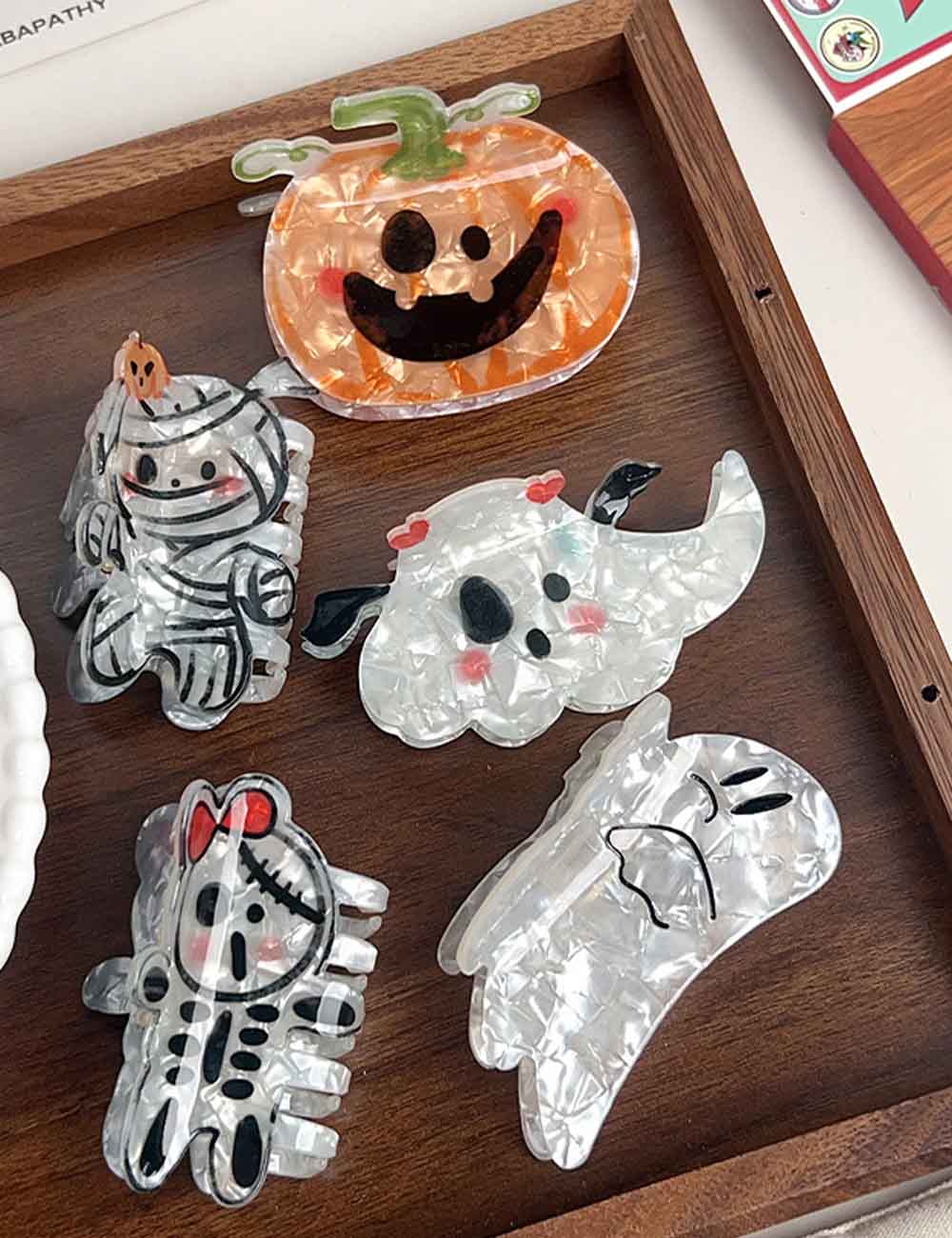 Cute Mini Pumpkin Ghost Halloween Hair Claw DP25G529