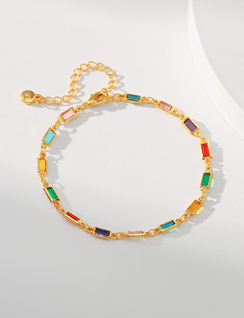 Elegant Gold Multi-Color Chain Bracelet - DippedShop Wholesale - #5331