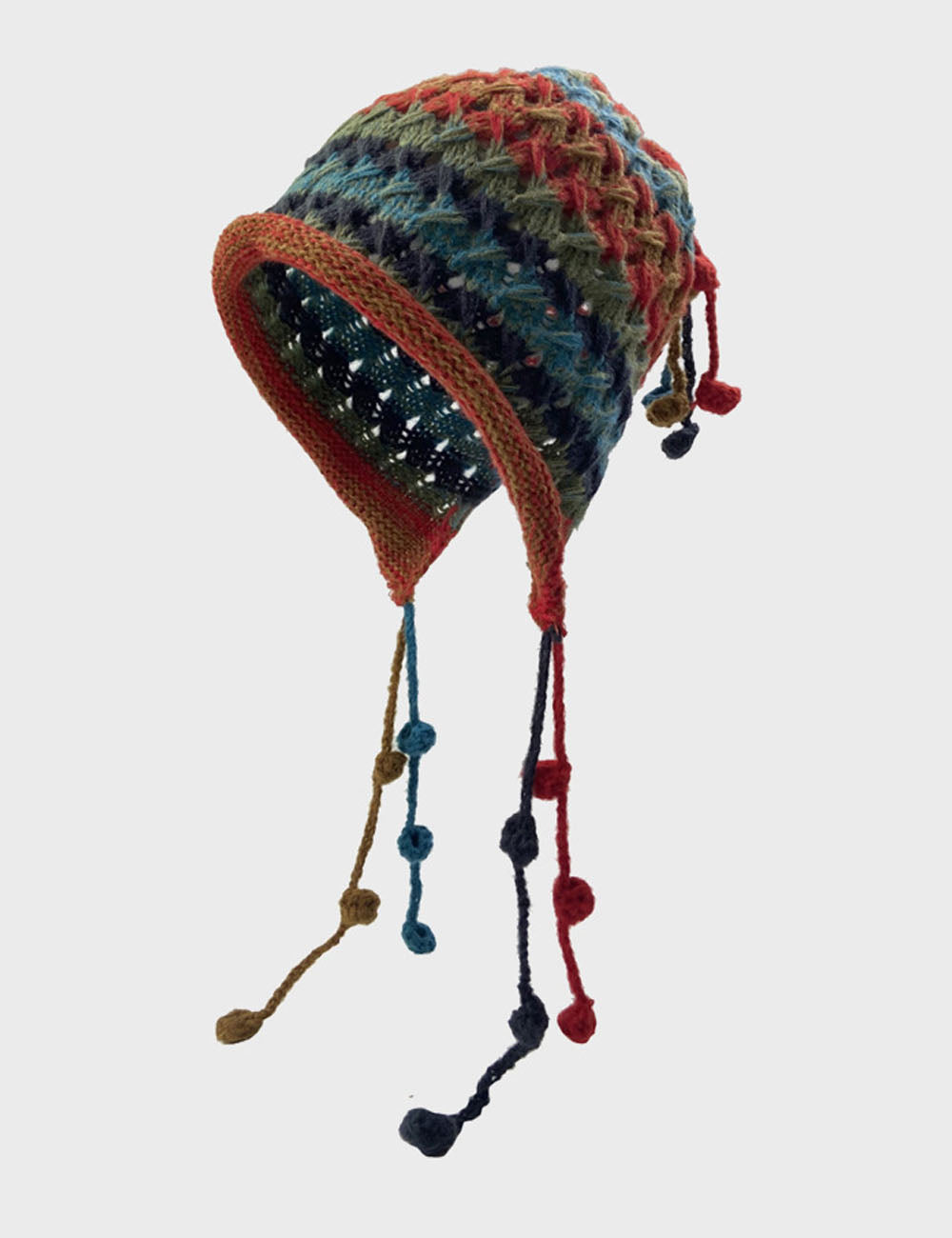 Vintage Tassel Pom Ear Flap Beanie Knit Hat DP25G728