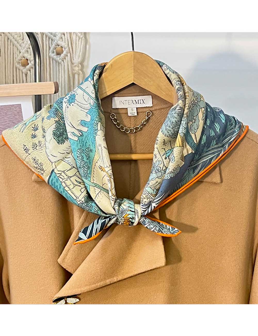 Double Sided Print Soft Square Silk Scarf DP25G460