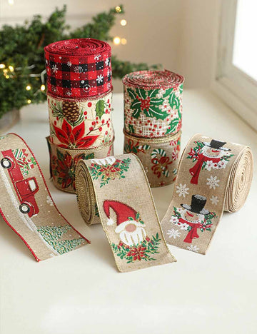 Holiday Party Decoration Supplies Christmas Burlap Ribbon DP25G816
